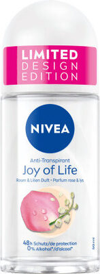 NIVEA Antiperspirant Deo Roll-on Joy of Life with roses & lilies fragrance, 50 ml