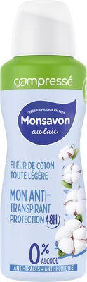 Monsavon Anti-Transpirant Femme Spray Compressé Fleur de Coton Toute Légère 100ml