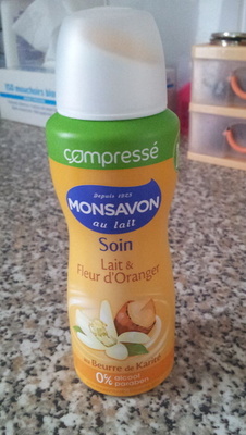 Soin Lait & Fleur d'Oranger au beurre de Karité - 0% alcool, 0% paraben - MONSAVON - compressé