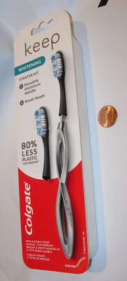 Colgate Keep Manual Toothbrush Whitening silver handle Replaceable 2 brush heads