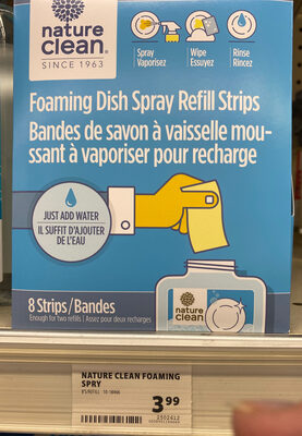 Foaming Dish Spray Refill Strips, Fragrance-Free
