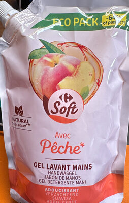 Gel lavant mains avec pêche