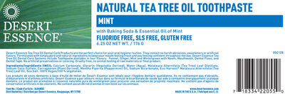 Natural Tea Tree Oil Toothpaste - Mint // Dentifrice a L'Huile Naturelle de Theier - Menthe