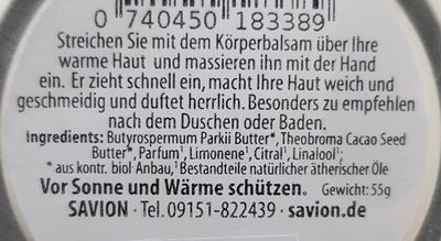 Savion Körperbalsam Rosmarin Zitrone