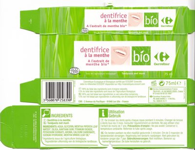 Dentifrice à la menthe