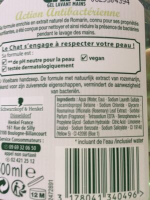 Gel lavant mains action antibactérienne au romarin