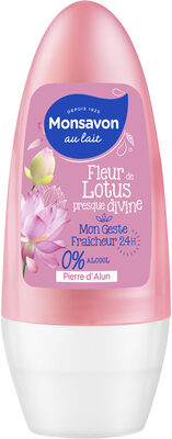 Monsavon Déodorant Femme Bille Antibactérien Pierre d'Alun Lait & Fleur de Lotus 0% Alcool 50ml