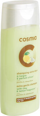 Cosmia - shampoing extra doux - à l'argile et parfum citron* - cheveux à tendance grasse - 250ml e