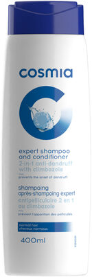 Cosmia - shampoing après-shampoing expert - antipelliculaire 2 en 1 au climbazole - cheveux normaux - 400ml
