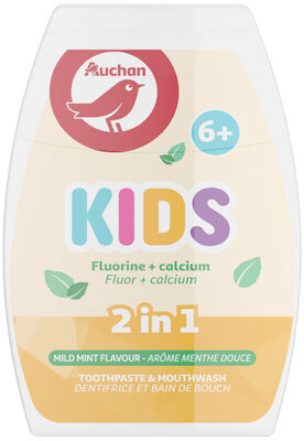 Auchan - dentifrice et bain de bouche - 2 en 1 - enfants 6 + - 75ml