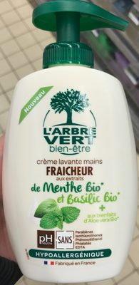 Crème lavante mains Fraîcheur aux extraits de Menthe Bio et Basilic Bio