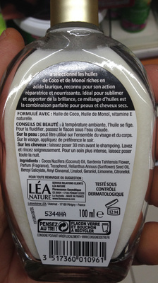 Huiles Coco et monoï 100% naturelle