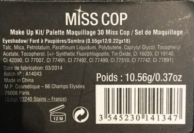 Miss Cop Palette De Maquillage 30 Couleurs