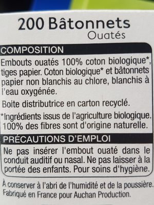Coton tiges bâtonnets embouts 100% bio
