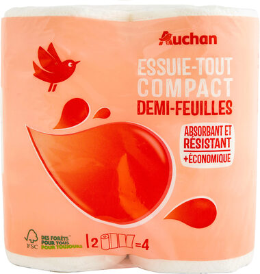 Essuie-tout demi-feuille, 2 plis