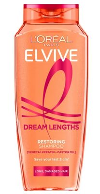 L'Oréal Paris Elvive Dream Lengths Restoring Shampoo - Long Hair, Vegetal Keratin, Castor Oil