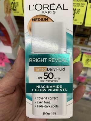 L'Oreal Paris Bright Reveal Tinted SPF 50 Medium Fluid 50mL