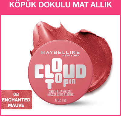Maybelline New York Cloudtopia Köpük Dokulu Mat Allık 08 Enchanted Mauve