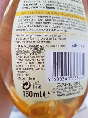 huile de brillance à la camomille