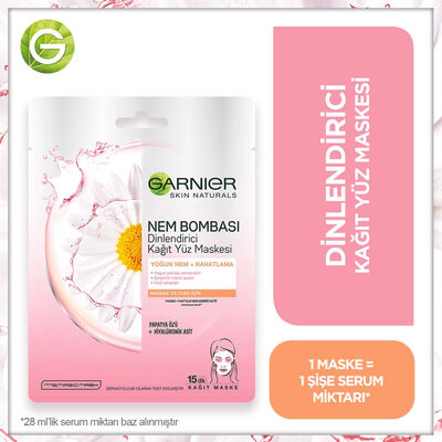 Garnier Nem Bombası Dinlendirici Kağıt Maske 28 gr