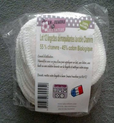 Lot 12 lingettes démaquillantes lavable Chanvre