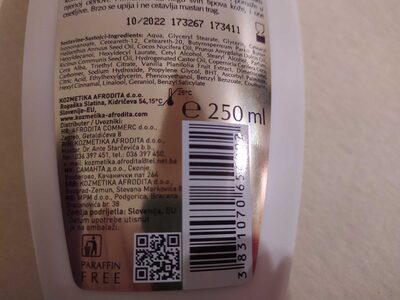 Afrodita natural vanilla body milk