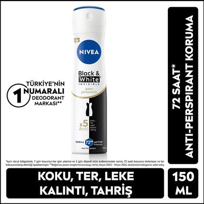 Nivea Kadın Sprey Deodorant Black & White Invisible İpeksi Pürüzsüzlük
