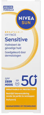 NIVEA Sun Breathable Uv Face Sensitive SPF50+ Zonnecrème
