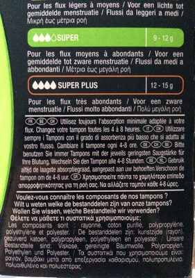 Tampons super avec applicateur