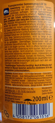 Transparentes Sonnenspray LSF 50