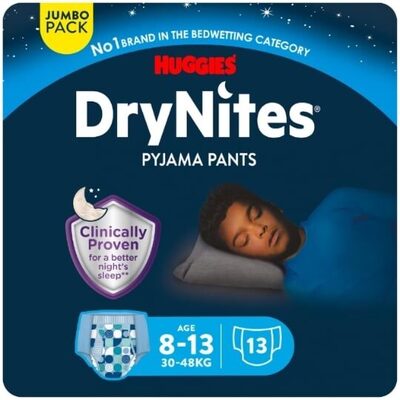 Sous-vêtements de nuit 8-13ans 30-48kg Garçon Jumbo Pack DryNites