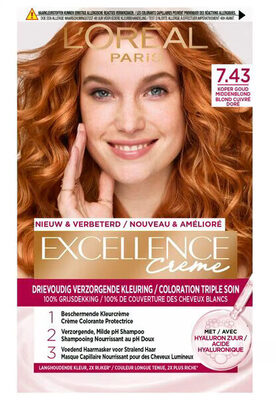 L'Oréal Paris Excellence Crème 7.43 Koper Goudblond Permanente Haarverf