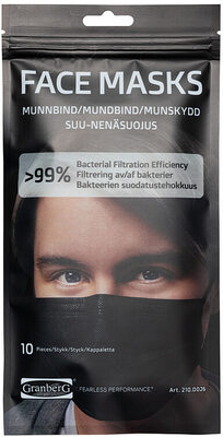 Munnbind Kirurgisk Type Iir Svart 10stk