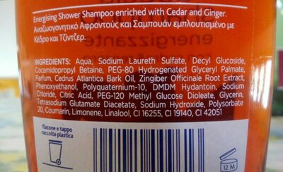Doccia shampoo energizzante con cedro & zenzero