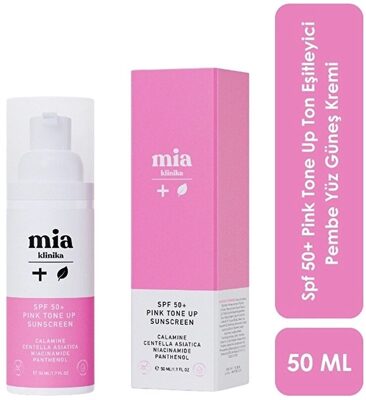 Mia Klinika SPF50+ Pink Tone Up Ton Eşitleyici Pembe Yüz Güneş Kremi