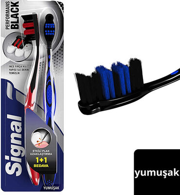 Signal Performans Black Etkili Plak Uzaklaştırma Diş Fırçası 1+1 (Yumuşak)