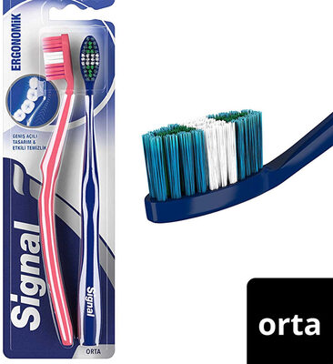 Signal Ergonomik Diş Fırçası 1+1 (Orta)