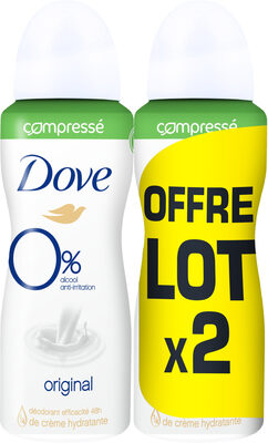Dove 0% Déodorant Femme Spray Compressé Original 100ml Lot de 2
