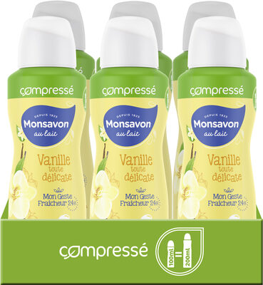 Monsavon Déodorant Femme Spray Anti Transpirant Lait & Fleur de Vanille Lot 6x100ML(dont 2 Offerts)