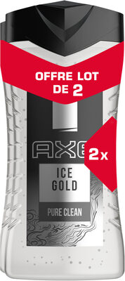 AXE Ice Gold Gel Douche Homme Air de la Montagne et Senteur Bois Frais 3 en 1 Lot 2x250ML
