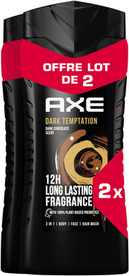Axe Gel Douche Homme Dark Temptation 12h Parfum Frais 2x400ml