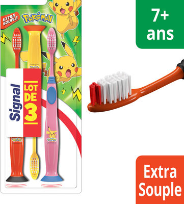 Signal Brosse à Dents Enfants 7 + Ans Pokémon Extra Souple x3