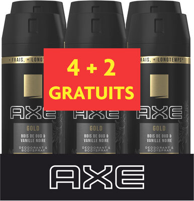 AXE Gold Déodorant Homme Bois de Oud et Vanille Noir Frais 48H Spray Lot