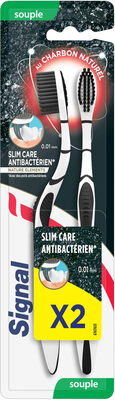 Signal Nature Elements Brosse à Dents Manuelle au Charbon Naturel Anti-bactérien Souple x2