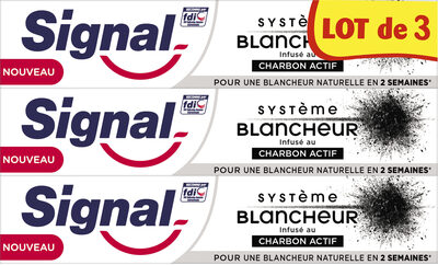 Signal Dentifrice Système Blancheur Charbon Actif 3x75ml