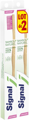 Signal Brosse à Dents Manuelle Manche en Bambou 100% Naturel Extra Souple x2