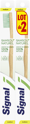 Signal Brosse à Dents Manuelle Manche en Bambou 100% Naturel Medium x2