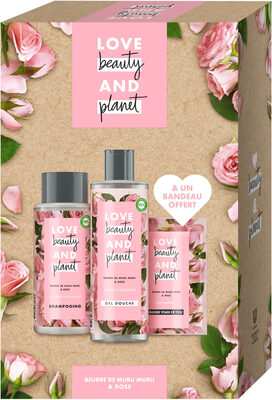 Love Beauty And Planet Coffret Shampooing, Gel douche, Masque en Tissu Beurre de Muru Muru et Rose x1