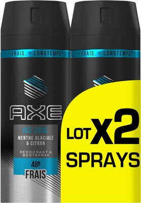 AXE Ice Cool Déodorant Homme Menthe Glacial & Citron Protection 48H Spray Lot 2x150ML