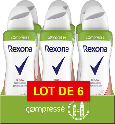 REXONA Déodorant Femme Spray Musc Compressé 100ml Lot de 6